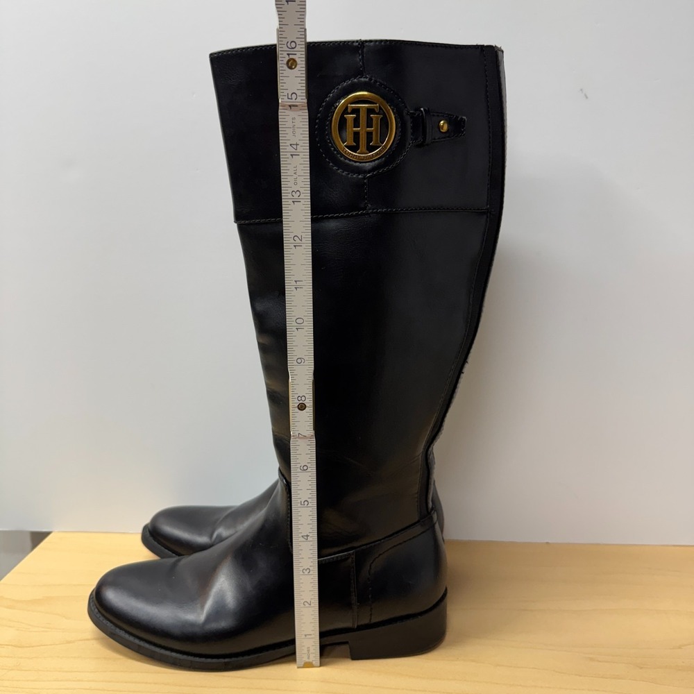 Tommy Hilfiger Twinezza-F Black Riding Boots, Size 9M, Knee-High Side Zip - Picture 7 of 11